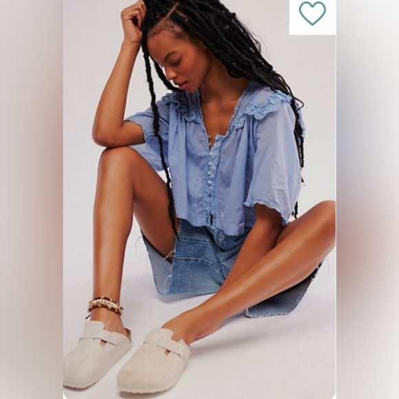 Free People Light Blue Ruffled Blouse - Picture 5 of 11